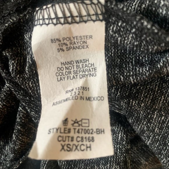 NWT GAZE WOMEN'S TWISTED FRONT LONG SLEEVE TOP BLACK HEATHERED XS - Picture 5 of 6